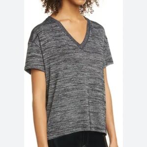 RAG & BONE Women's Hudson Vneck Heathered Gray Short Sleeve Knit Top size XS